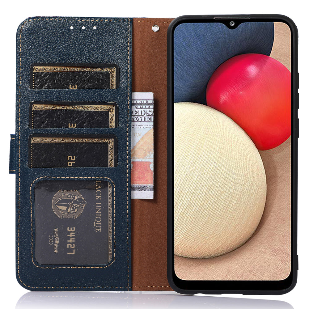 KHAZNEH For Samsung Galaxy Xcover7 Leather Phone Case RFID Blocking Wallet - Blue KHAZNEH For Samsung Galaxy Xcover7 Leather Phone Case RFID Blocking Wallet - Blue
